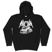 "Aloha86" black youth hoodie flat logo up